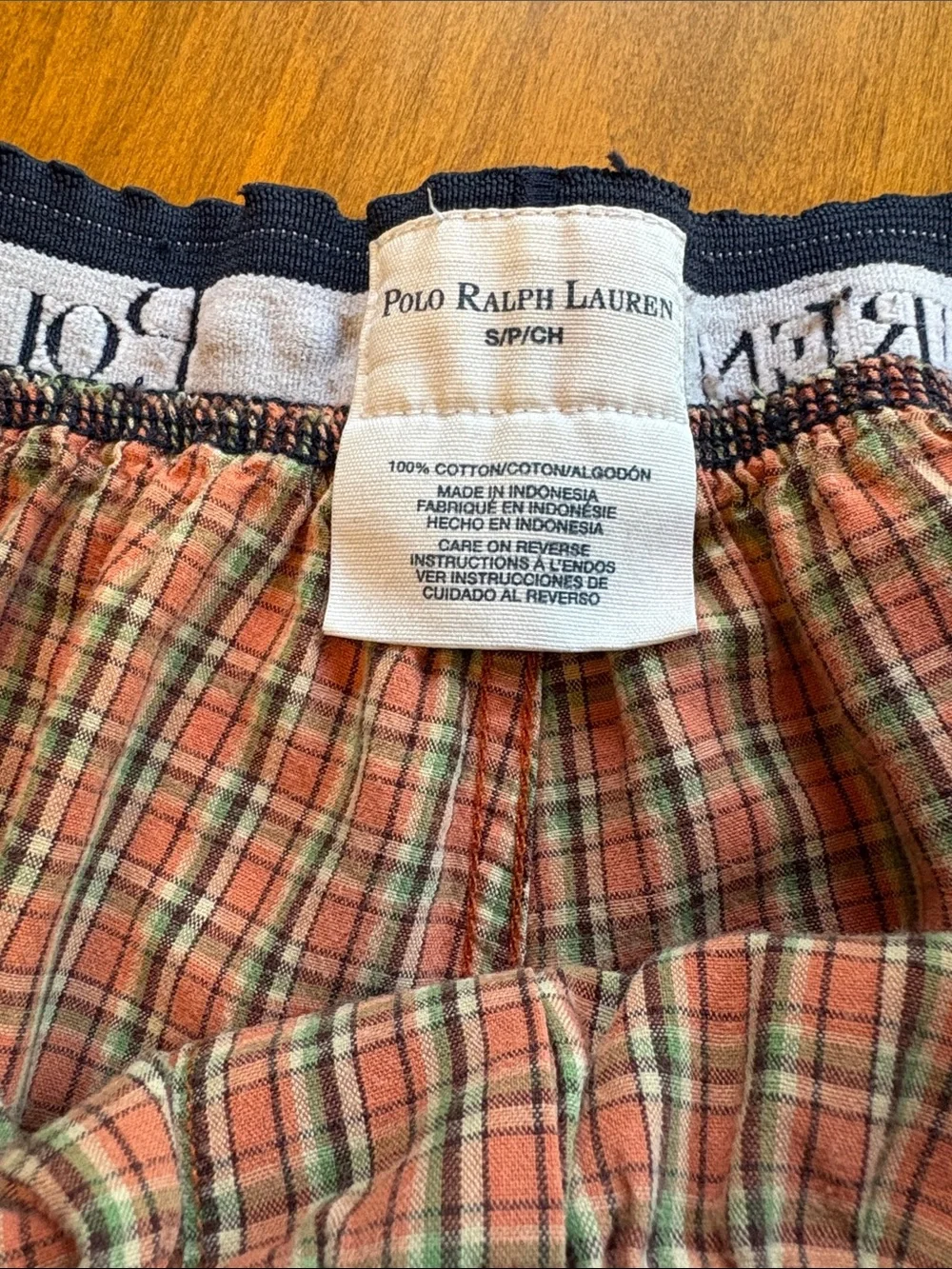 Polo by Ralph Lauren Muted Red and Blue Plaid Boxer Shorts, S